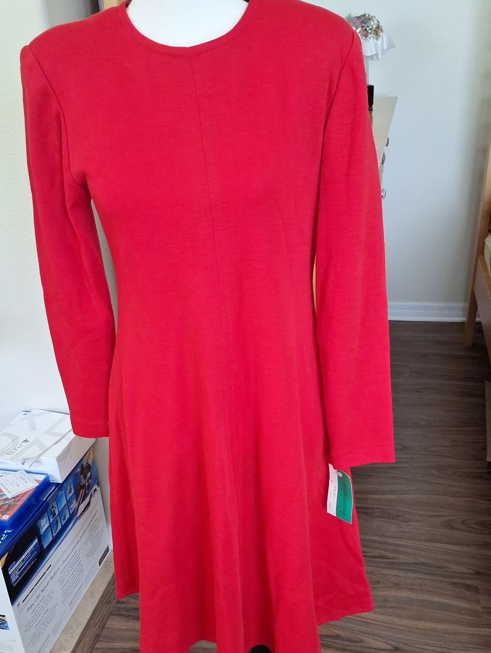 Vintage Liz Claiborne Classic Long Sleeve Wool, Red A-Line Dress